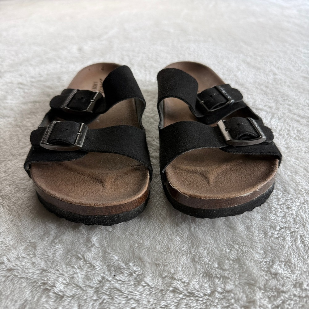 Skechers Luxe Foam Double Strap Slide Sandals Womens Size 6 Black Buckle Casual - Picture 3 of 15